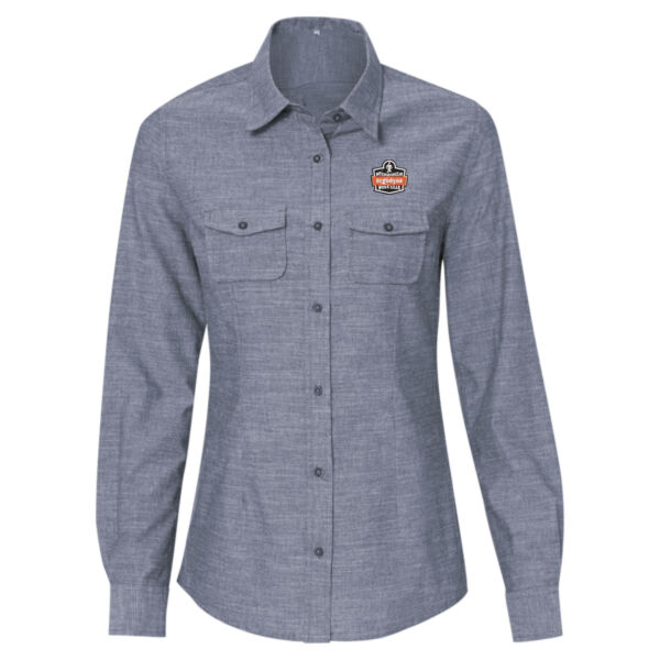 Women's Chambray Long Sleeve Shirt - Embroidered Logo Thumbnail